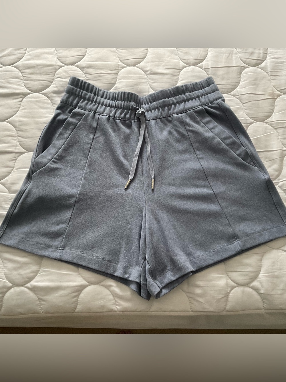 BCBG ribbed lounge shorts light Blue high Waist drawstring casual